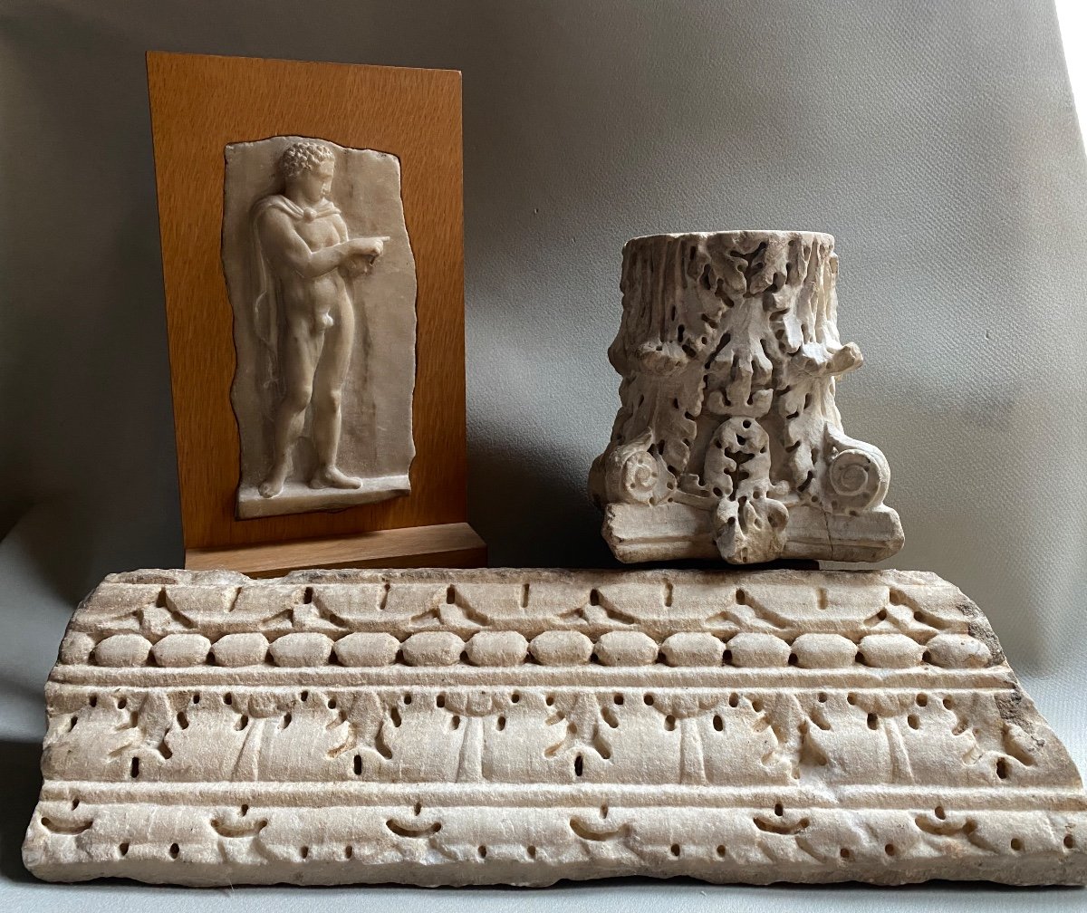 Grand  Fragment Marbre Romain élément Architecture Antique II - III-photo-2