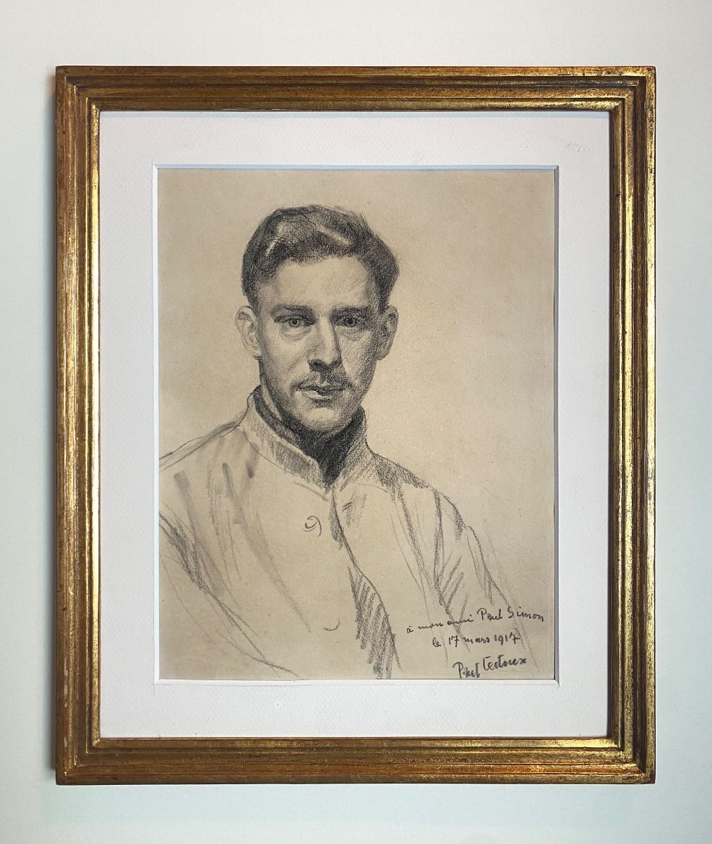 Portrait Of The Sculptor Paul Simon By Paul Ledoux, Drawing Male Artist XX