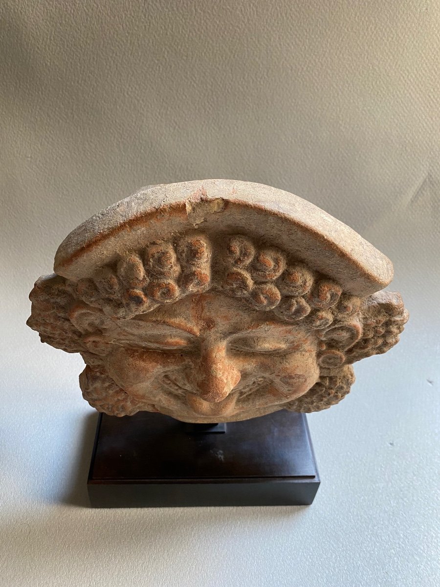 Antefix Head Of Gorgon Medusa Greek Archaic Terracotta Antique Magna Graecia 5th Century Bc-photo-3