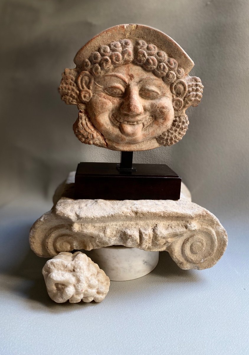 Antefix Head Of Gorgon Medusa Greek Archaic Terracotta Antique Magna Graecia 5th Century Bc