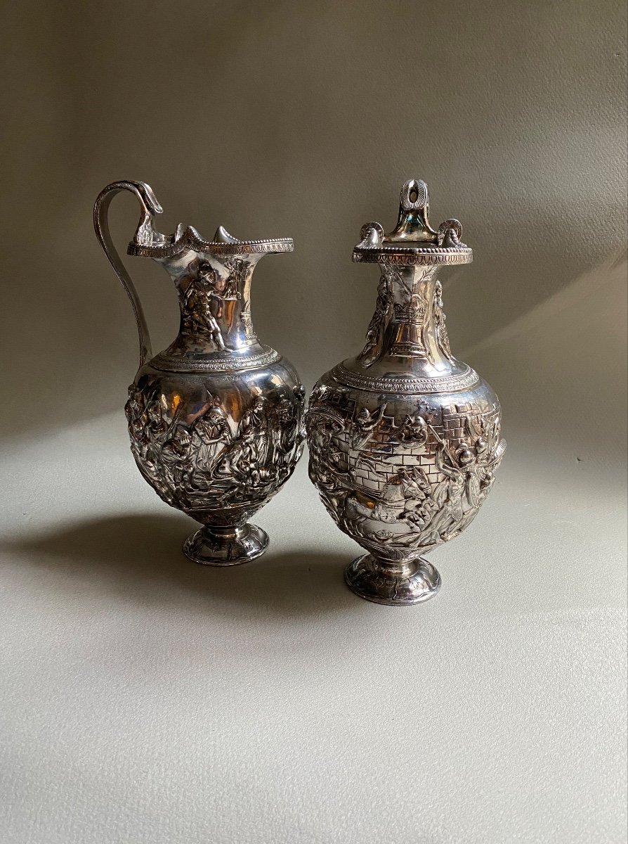 Treasure Of Berthouville Pair Of Oinochoe Trojan War Scene After Ancient Roman Art Hildesheim