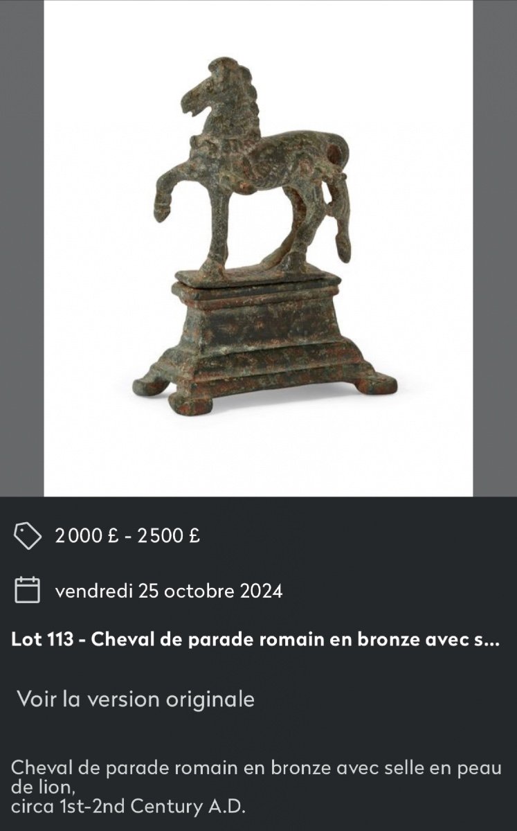 Statuette Cheval En Bonze Antique Art Gréco- romain Selle En Peau De Lion  -photo-5