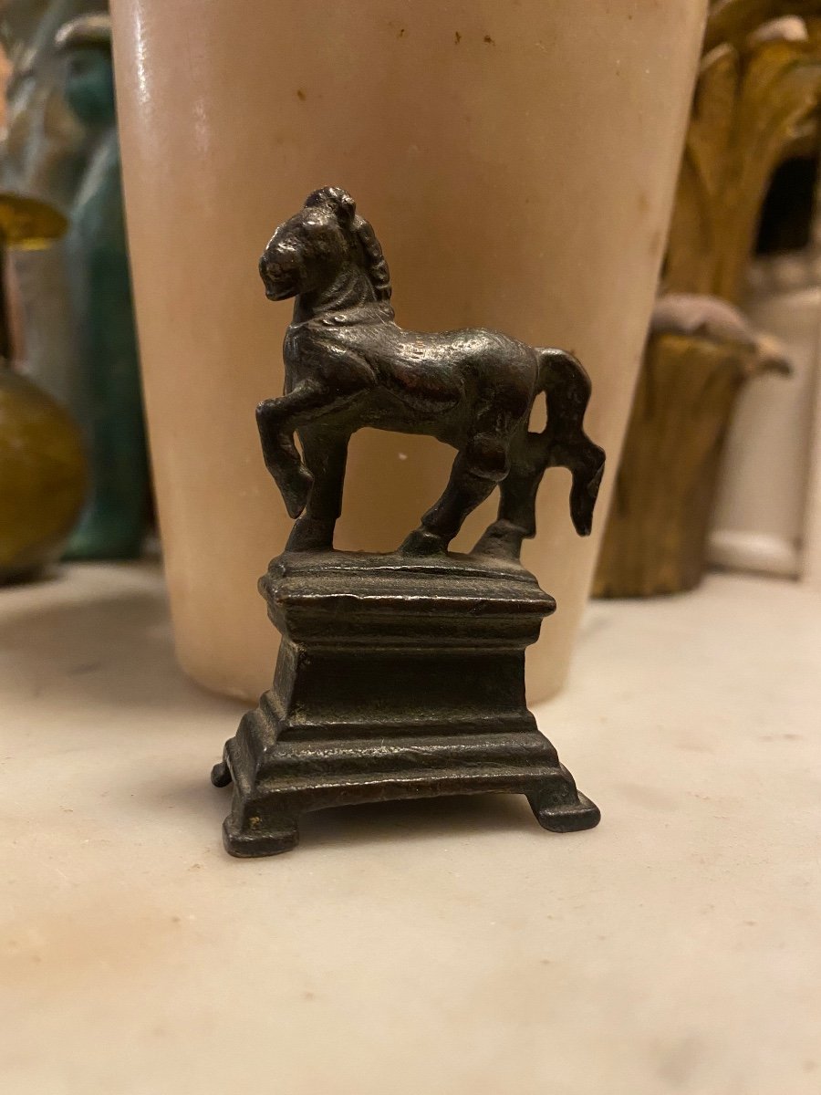 Antique Bronze Horse Greco- Roman Art Lion Skin Saddleo-photo-4