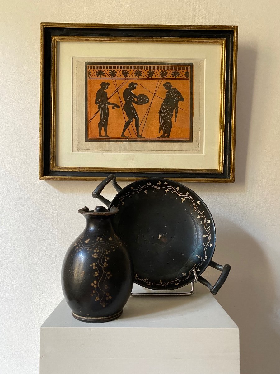 Frieze Of Athletes Naked Men Raised Antique Greek Vase Engraving XVIII Hancarville Hamilton-photo-4