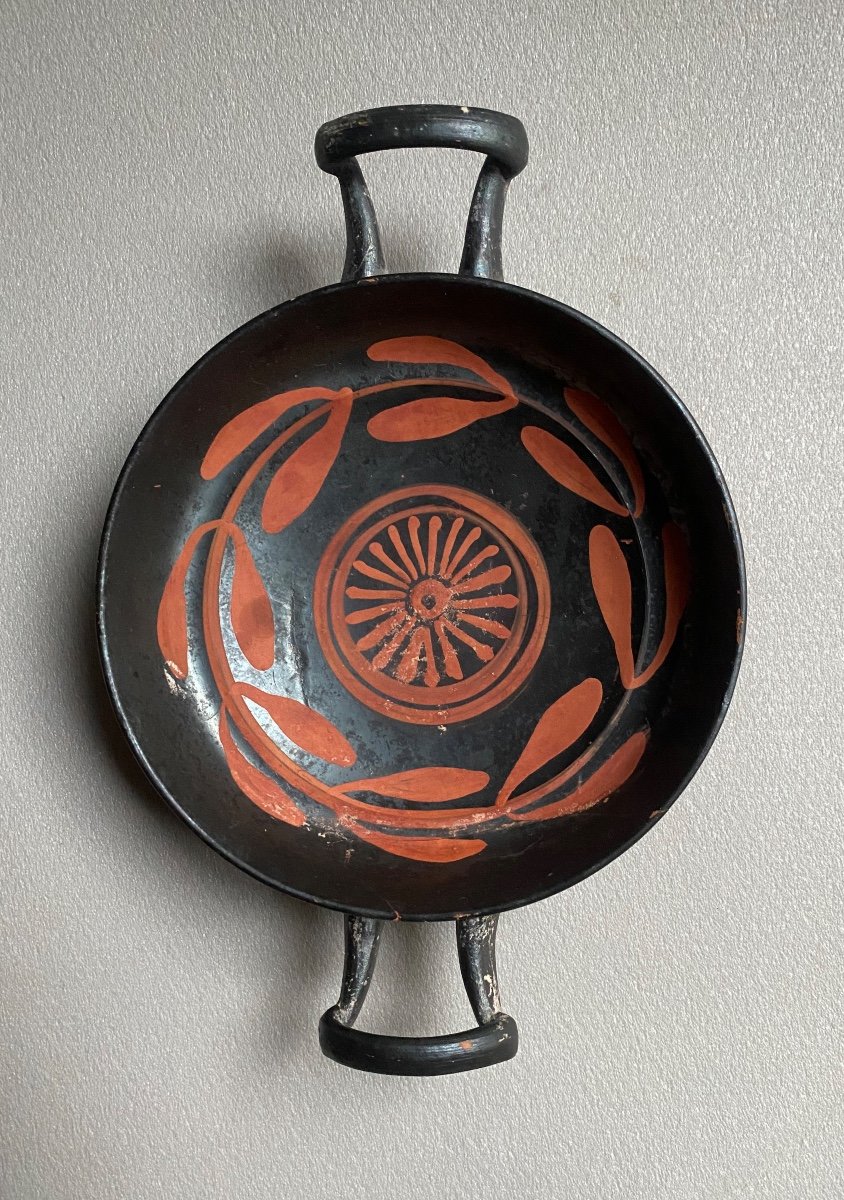 Kylix Antique Coupe Sur Pied à Décor Rouge Grande Grèce Apulie Italie IV A.jc Greco Romain-photo-2