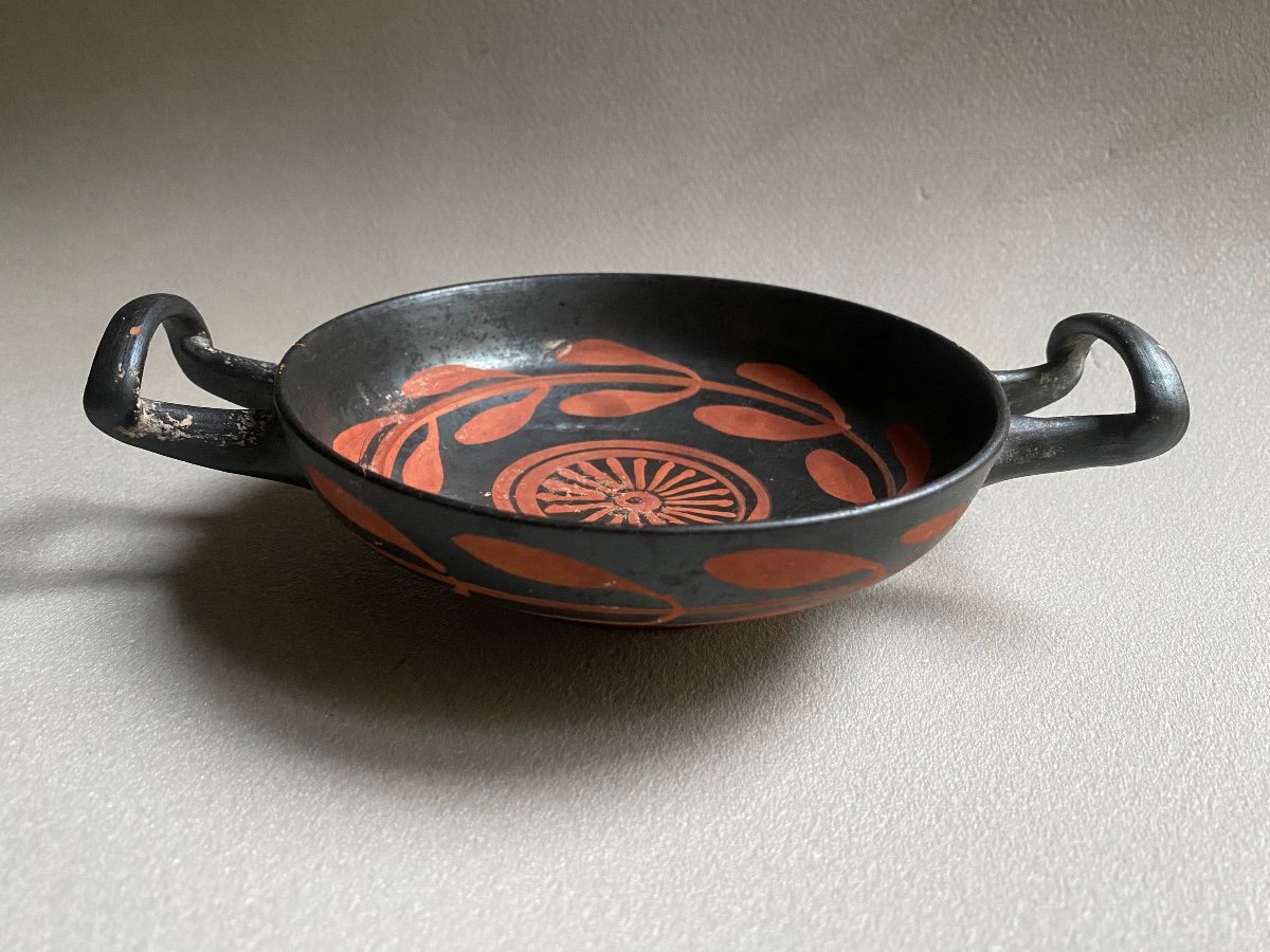 Kylix Antique Coupe Sur Pied à Décor Rouge Grande Grèce Apulie Italie IV A.jc Greco Romain-photo-4