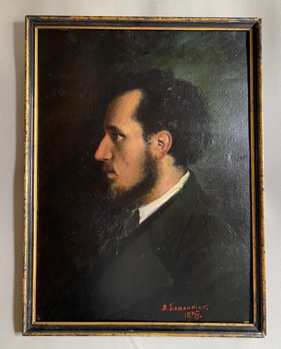 Portrait Homme Basile Lemeunier élève D’alexandre Cabanel Tableau Huile XIX -photo-3