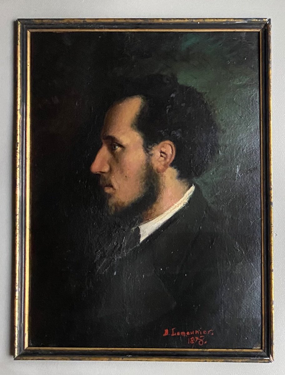 Portrait Homme Basile Lemeunier élève D’alexandre Cabanel Tableau Huile XIX -photo-4