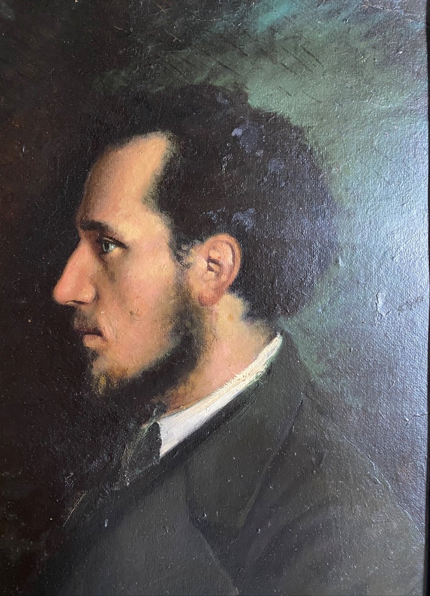 Portrait Homme Basile Lemeunier élève D’alexandre Cabanel Tableau Huile XIX -photo-1