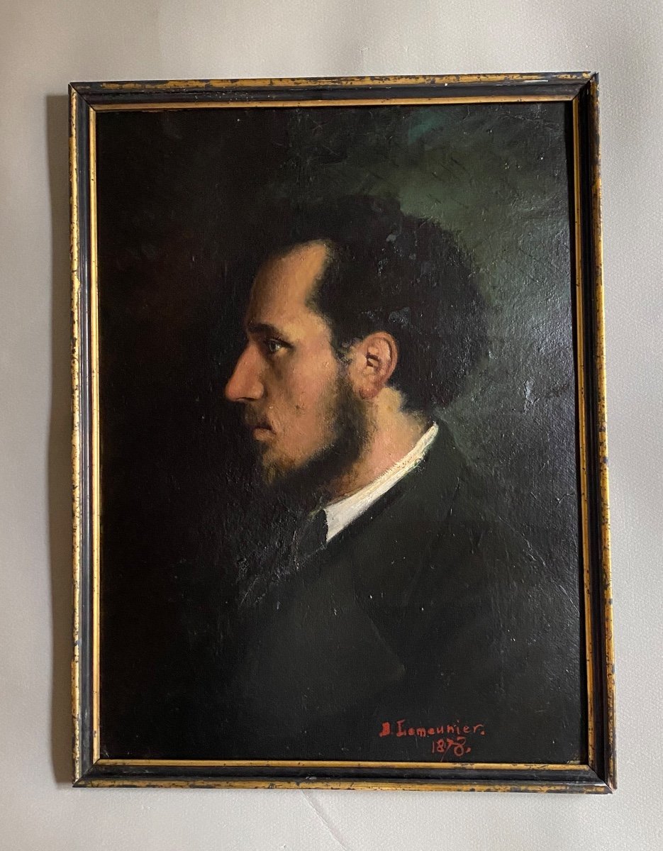 Portrait Of A Man Bybasile Lemeunier Student Of Alexandre Cabanel, Oil Painting 19th Century -photo-2