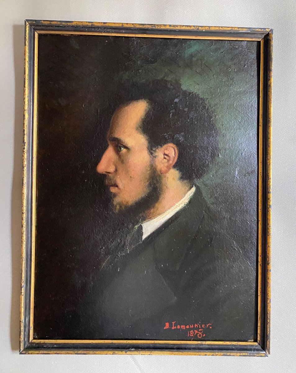 Portrait Homme Basile Lemeunier élève D’alexandre Cabanel Tableau Huile XIX -photo-3