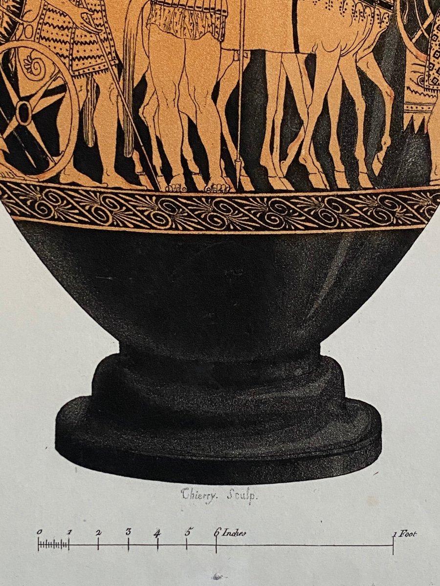 Gravure  D’après Vase Cratère Grec Aux Chevaux du Peintre Des Niobides Du Louvre -photo-2