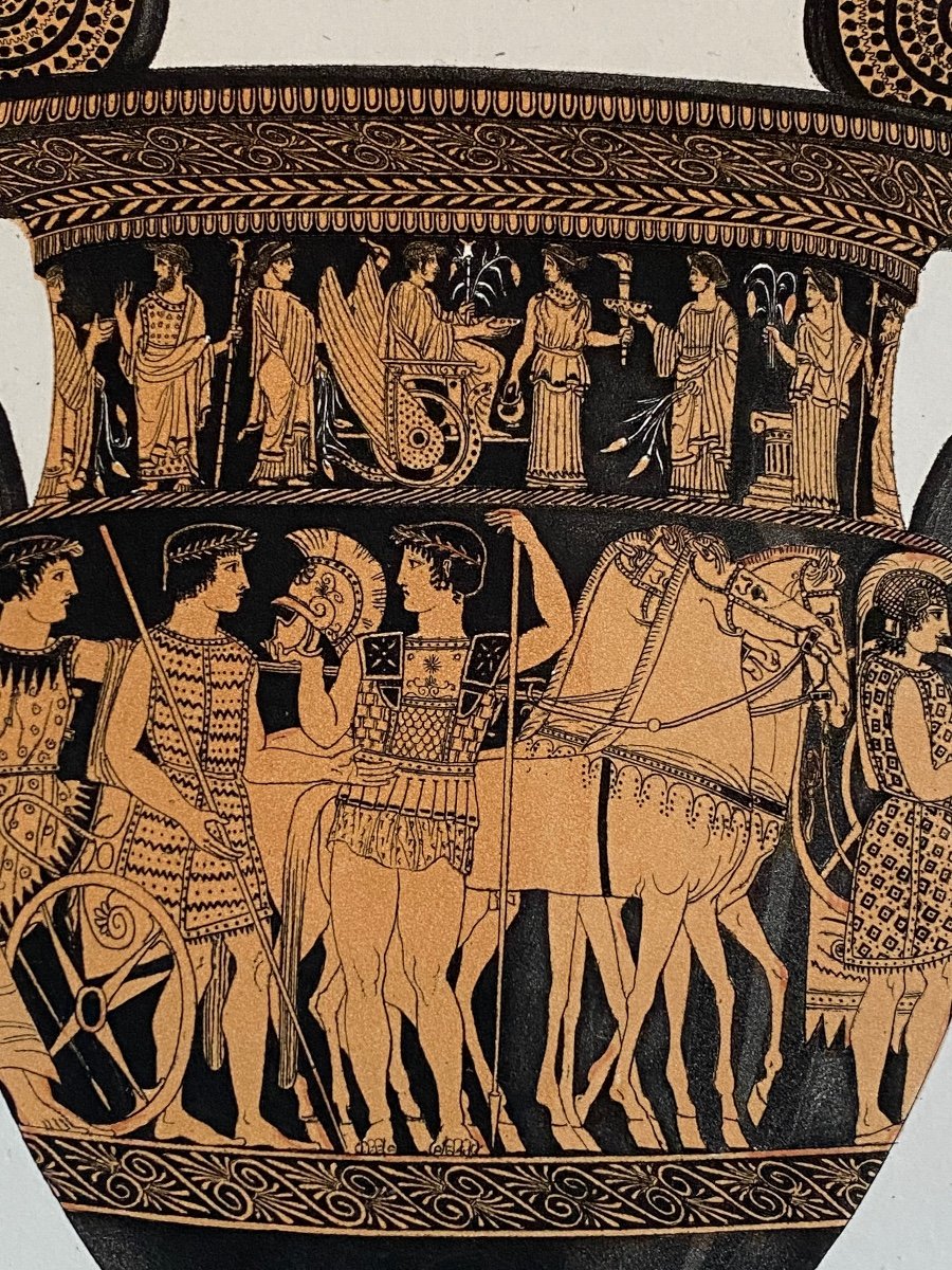 Gravure  D’après Vase Cratère Grec Aux Chevaux du Peintre Des Niobides Du Louvre -photo-4