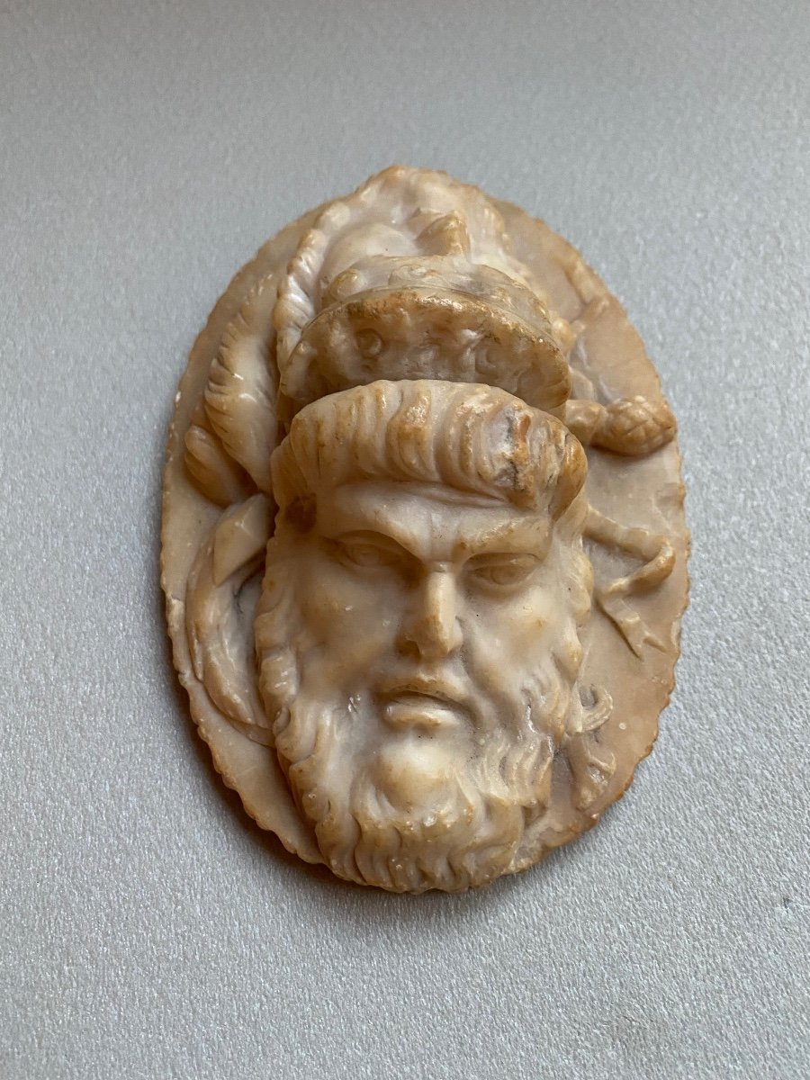 Janiform Head Alabaster Marble Italy XIX In The Taste Of The Ancient Roman Portait Man Janus-photo-4