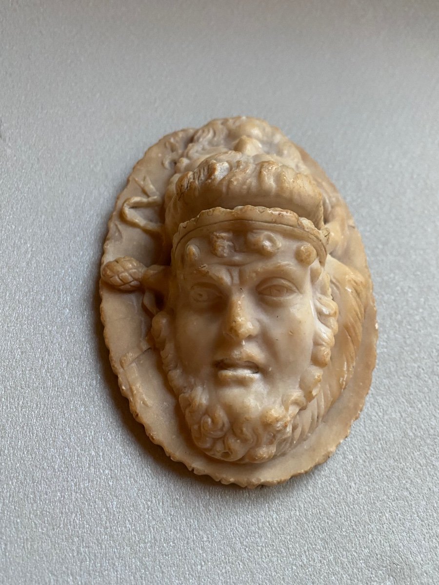 Janiform Head Alabaster Marble Italy XIX In The Taste Of The Ancient Roman Portait Man Janus-photo-1