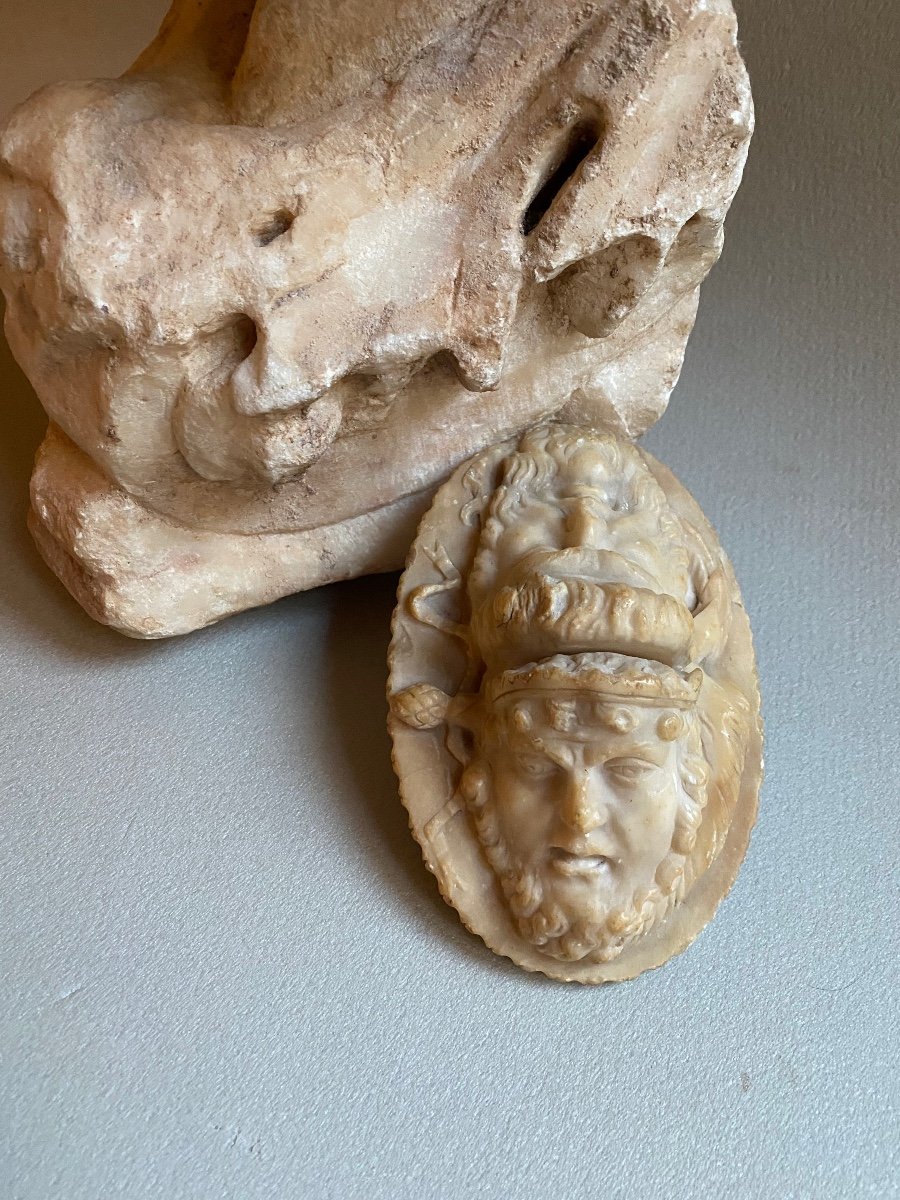 Janiform Head Alabaster Marble Italy XIX In The Taste Of The Ancient Roman Portait Man Janus-photo-3