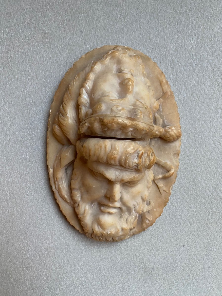 Janiform Head Alabaster Marble Italy XIX In The Taste Of The Ancient Roman Portait Man Janus-photo-7