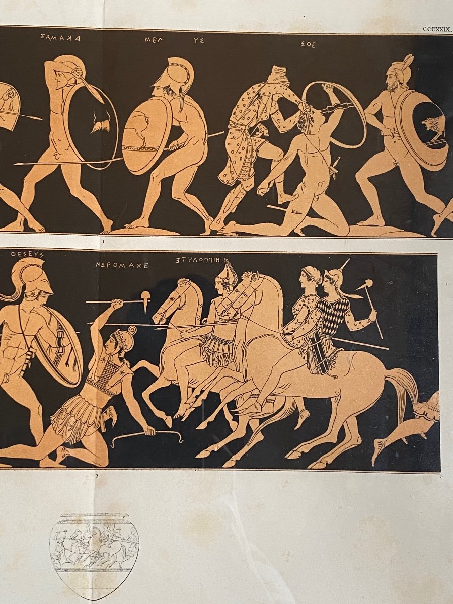 Relevés De Vases Grec Gravure XIX D’après Les Céramiques Antiques-photo-1