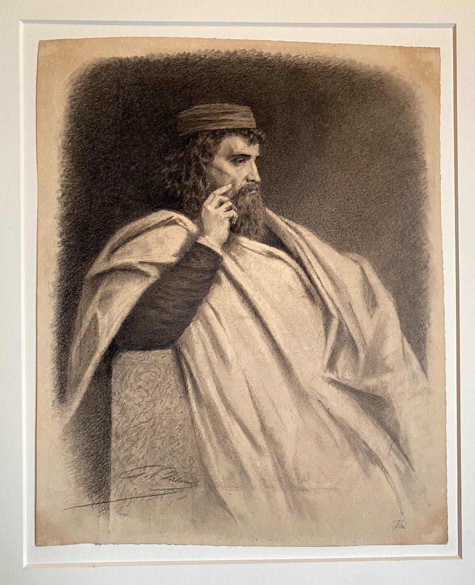 The Philosopher, Portrait Of A Man Sitting As A Thinker By Louis Georges Brillouin XIX-photo-2