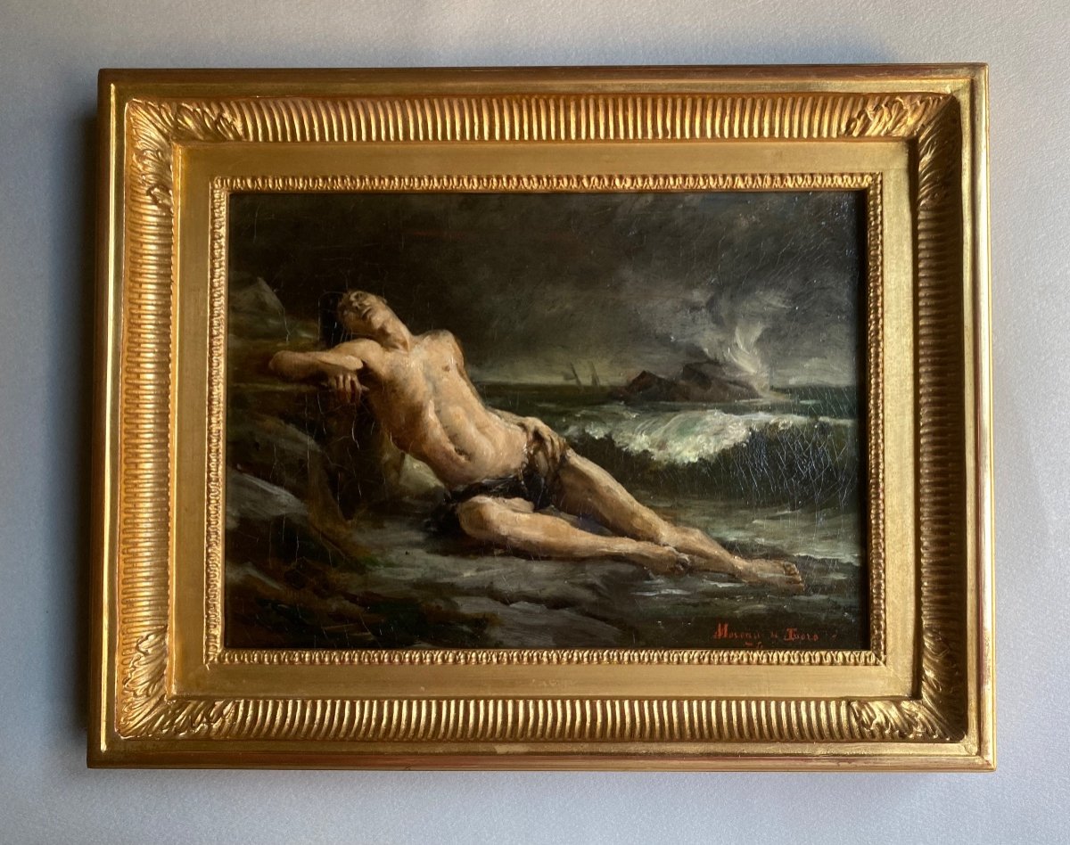 Le Rescapé  Georges Moreau De Tours 1874 élève de Cabanel suiveur de Gericault Portait Homme Nu