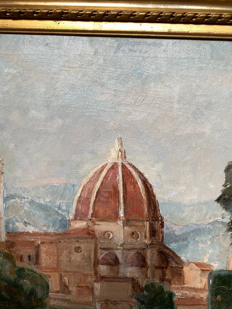  Vue De Florence Paysage Italie Marie-yvonne Louguinine Wolkonsky Tableau Huile XIX - XX -photo-3