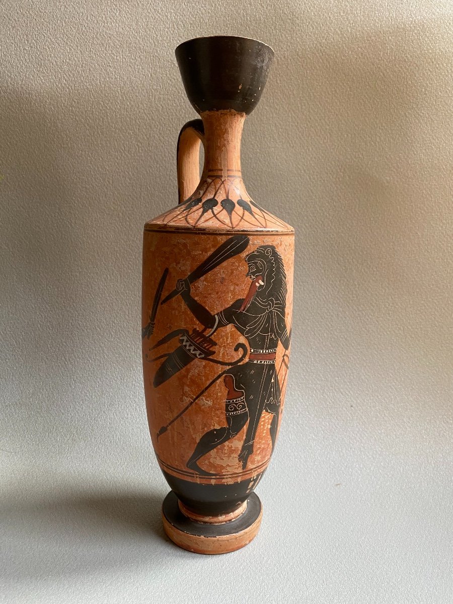 Grand Lecythe , Vase Grec Ancient scène mythologie  antique , XIXe Où Avant . -photo-7