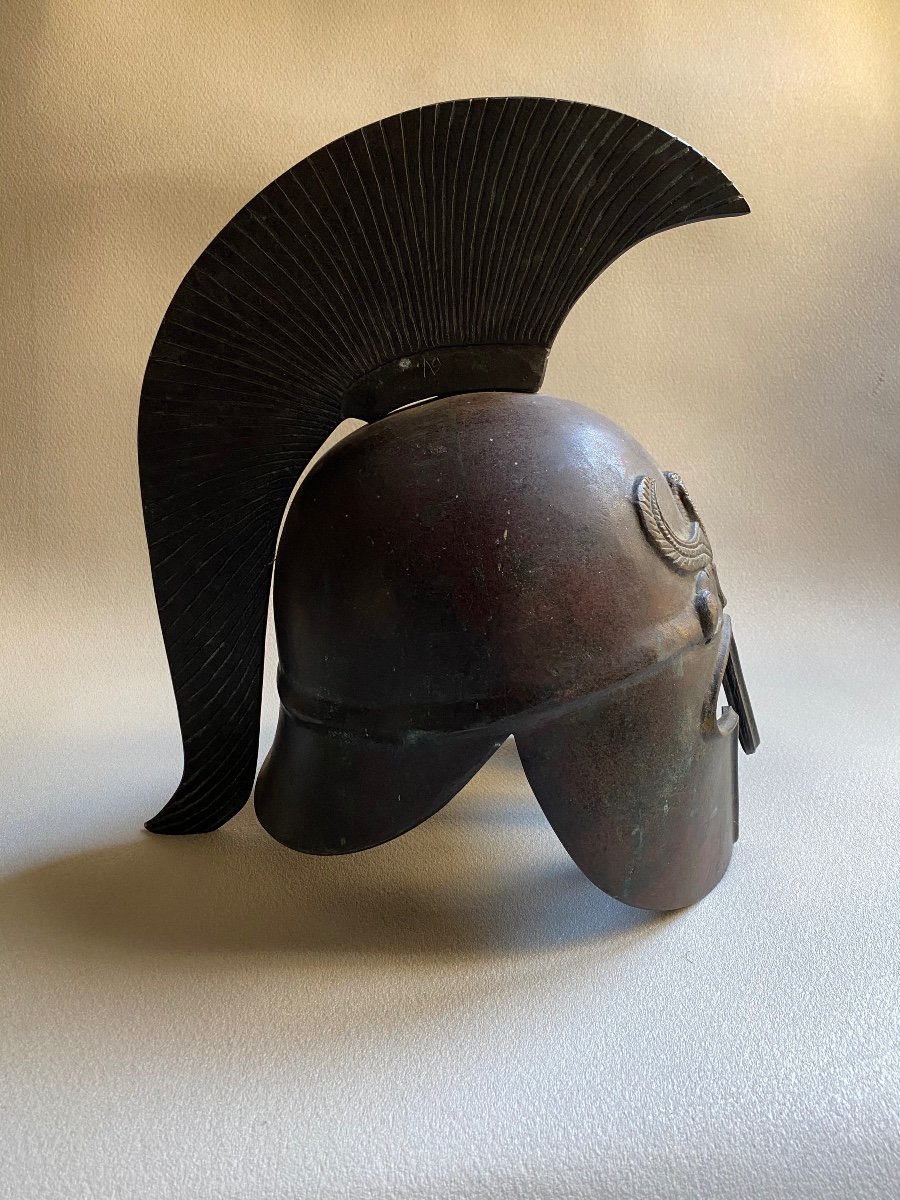 Corinthian Helmet In Bronze XIX After Ancient Greek-photo-7