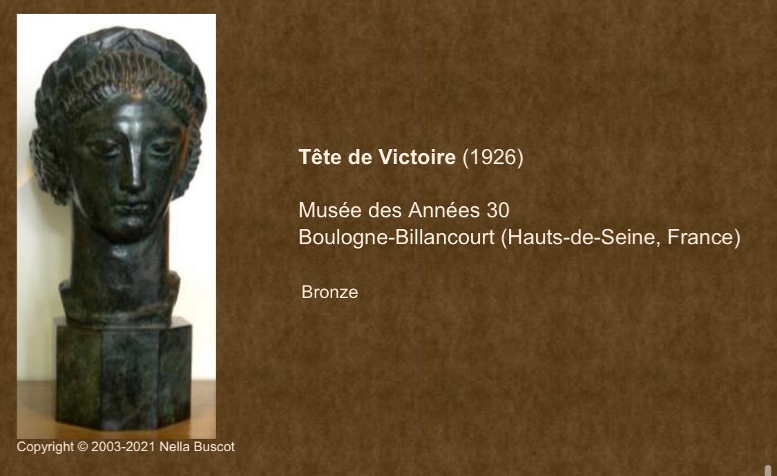 Head Of Victory Of Bogota By Henri Bouchard - Art Deco Bronze -photo-5