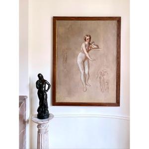 Large Nude Woman Painting Ancient Greek Roman Style Thomas Couture Or Lehmann Follower  Oil XIX