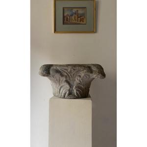 Byzantine Roman Corinthian Capital  Grey Marble Ancient Byzantine Era Late Antiquity