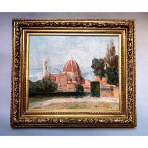  Vue De Florence Paysage Italie Marie-yvonne Louguinine Wolkonsky Tableau Huile XIX - XX 