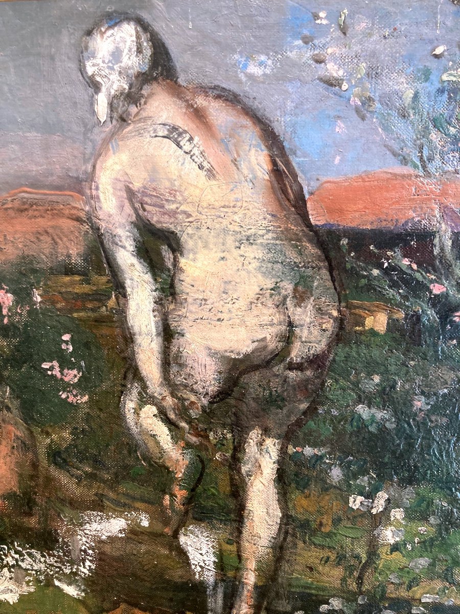 Femme Nue De Dos Henri Mirande (1877-1955) Huile Sur Toile -photo-2