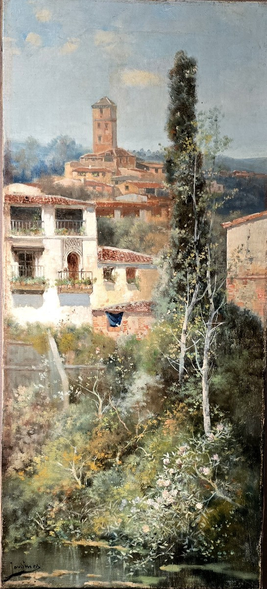 Paysage avec Ville José Maria JARDINES (1862-1914)