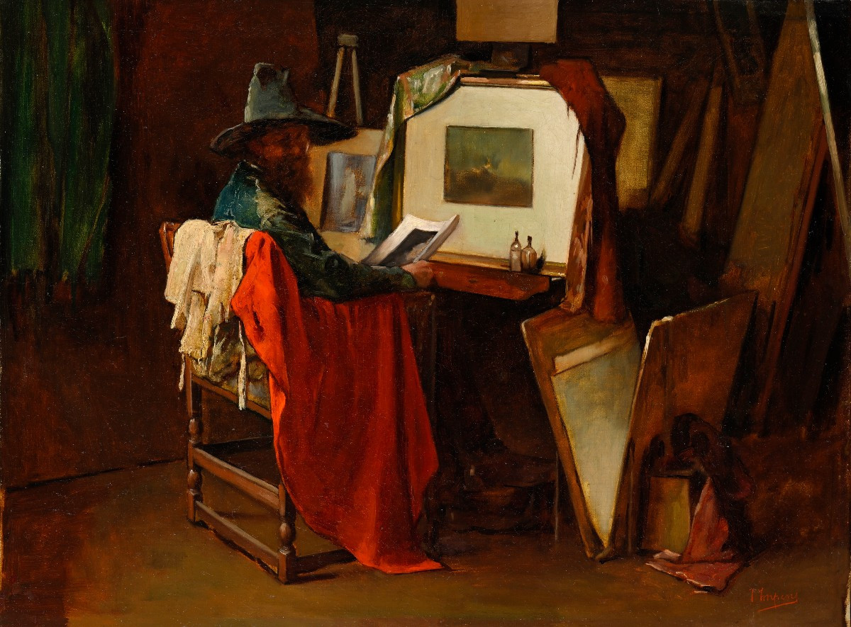 Autoportrait dans l'Atelier Josse IMPENS (1840-1905)