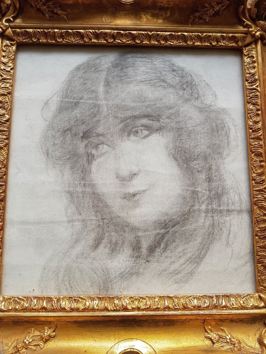Charcoal Drawing 1900 - Portrait Young Woman-photo-3
