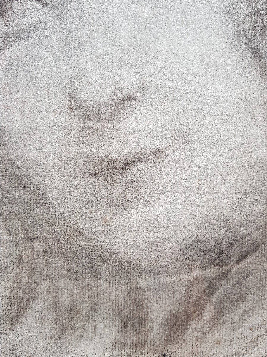 Dessin fusain 1900 - Portrait jeune femme-photo-1