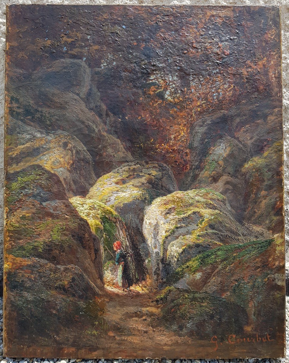 COURBET - Huile sur toile - Forêt de Fontainebleau-photo-4