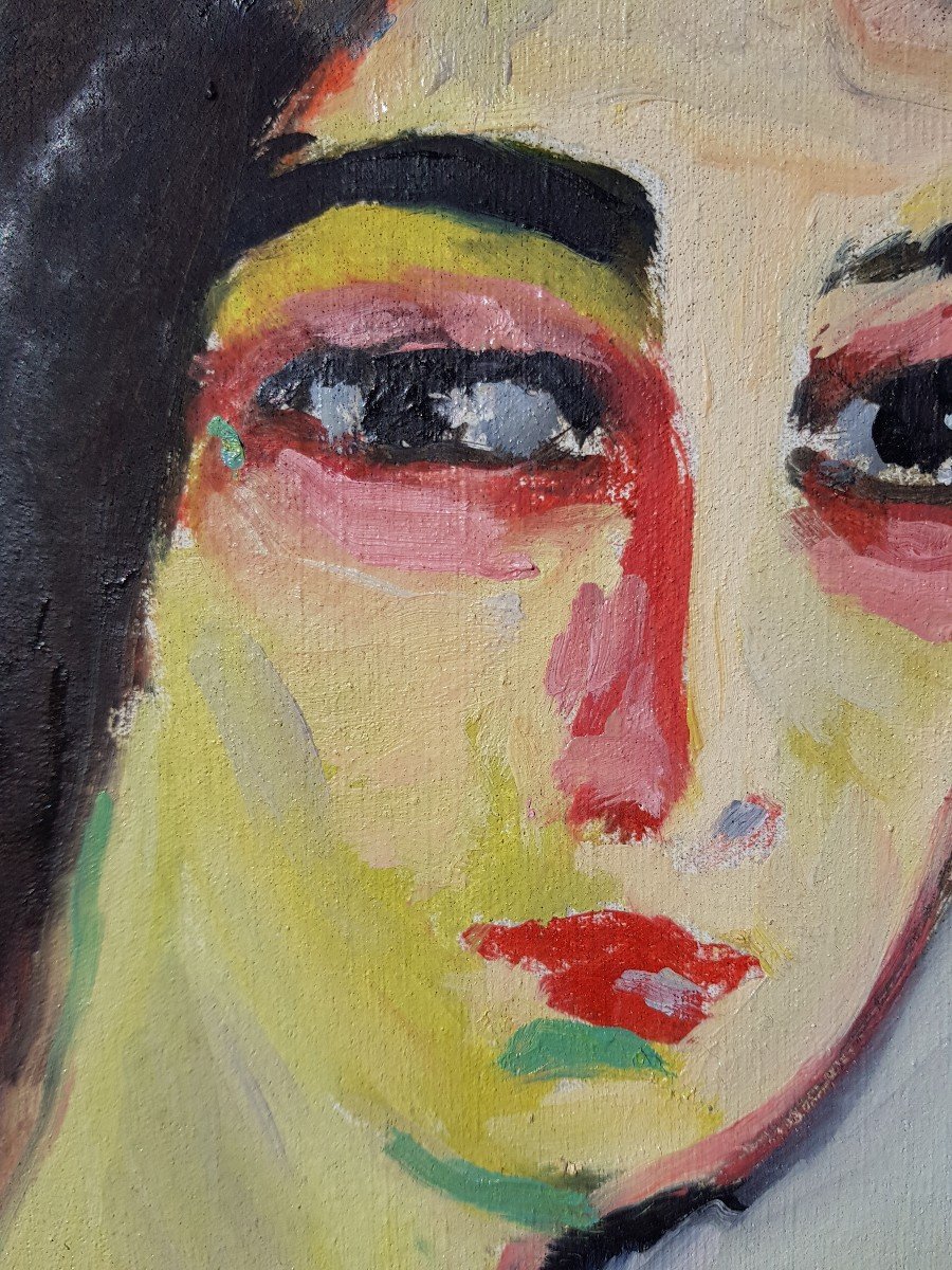 Fauvist Portrait - Oil On Canvas 20th  - Van Dongen Style-photo-1