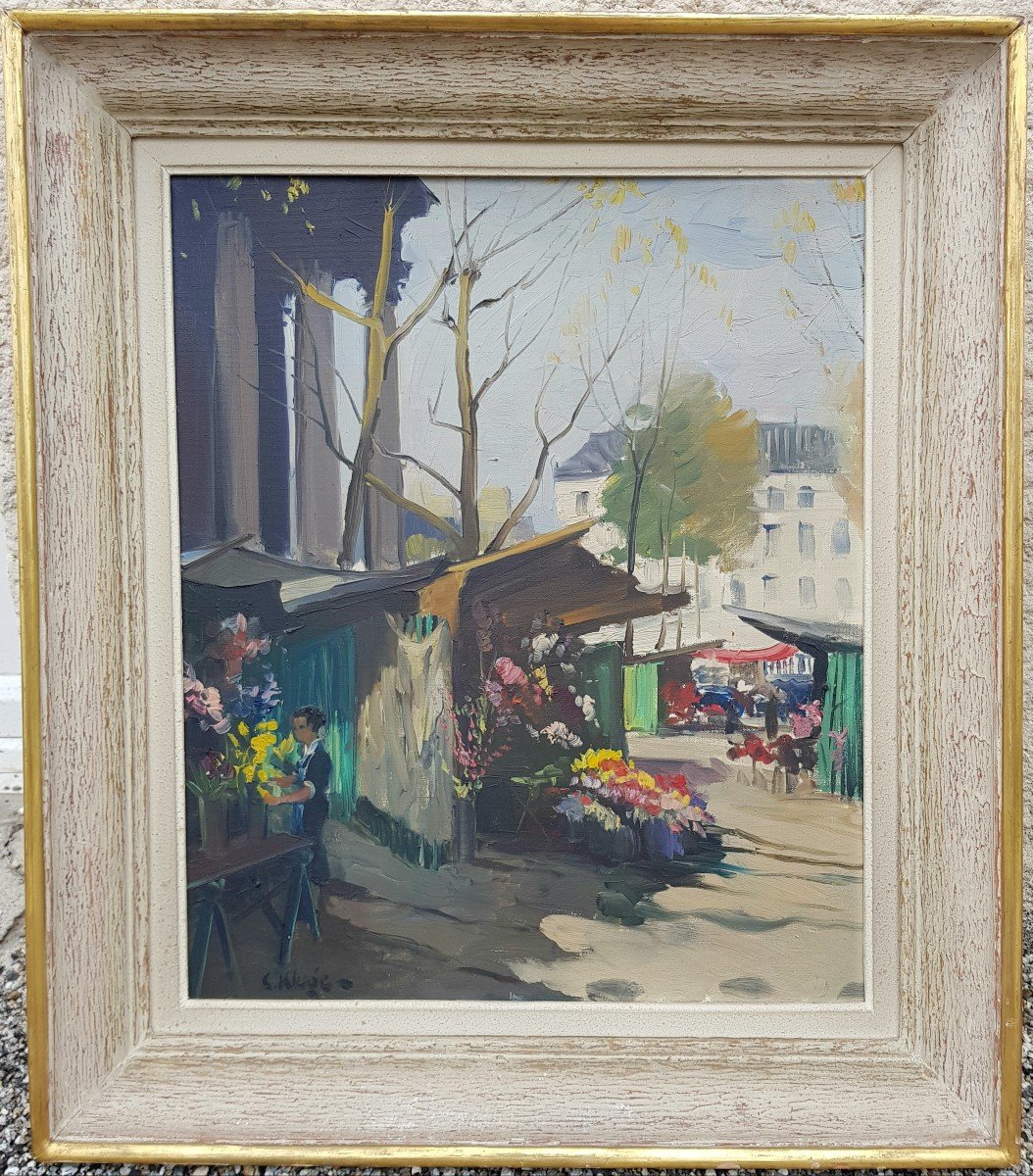 Constantin Kluge - Oil On Canvas - Flower Market, Paris-photo-3
