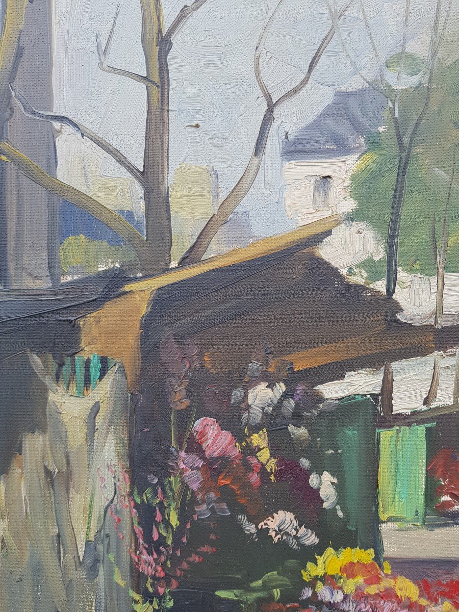 Constantin Kluge - Oil On Canvas - Flower Market, Paris-photo-6