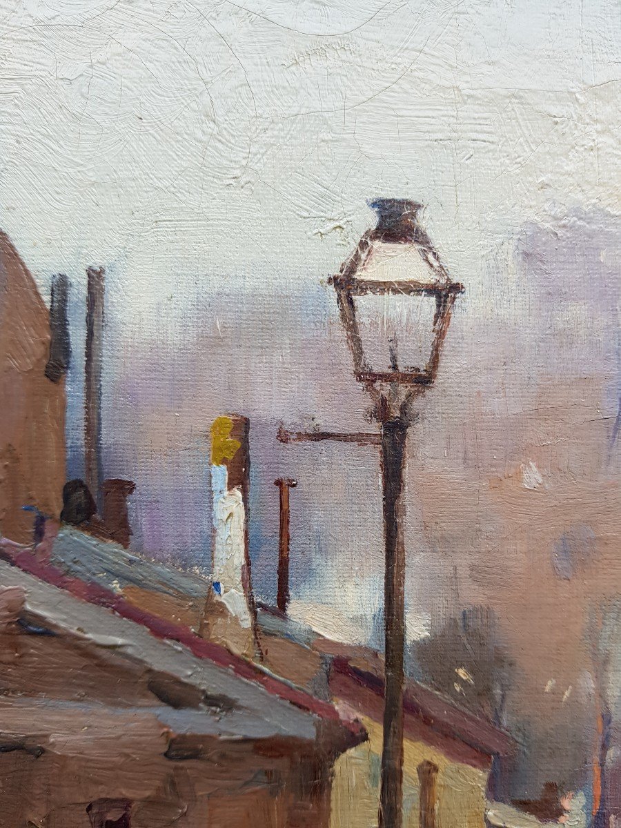 Stanislas Lepine - Oil On Canvas - Street In Montmartre-photo-2