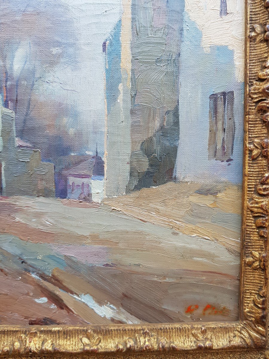 Stanislas Lepine - Oil On Canvas - Street In Montmartre-photo-3