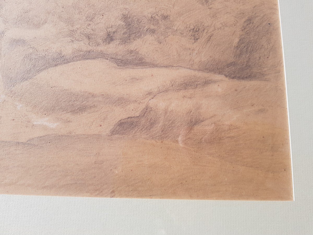 Theodore Rousseau - Large Drawing - Rocky Landscape - 1842-photo-2