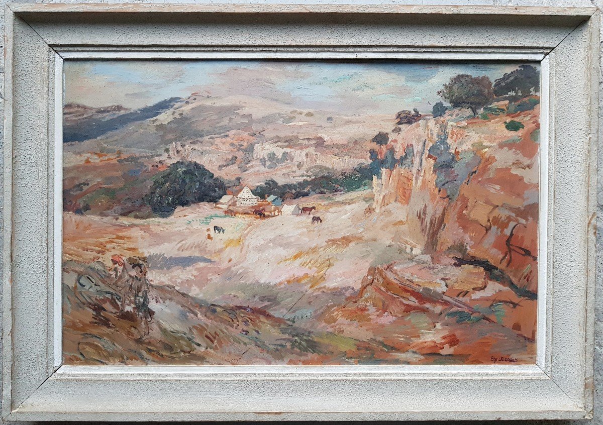 Edy Legrand - Orientalist Oil - Encampment In Atlas-photo-3