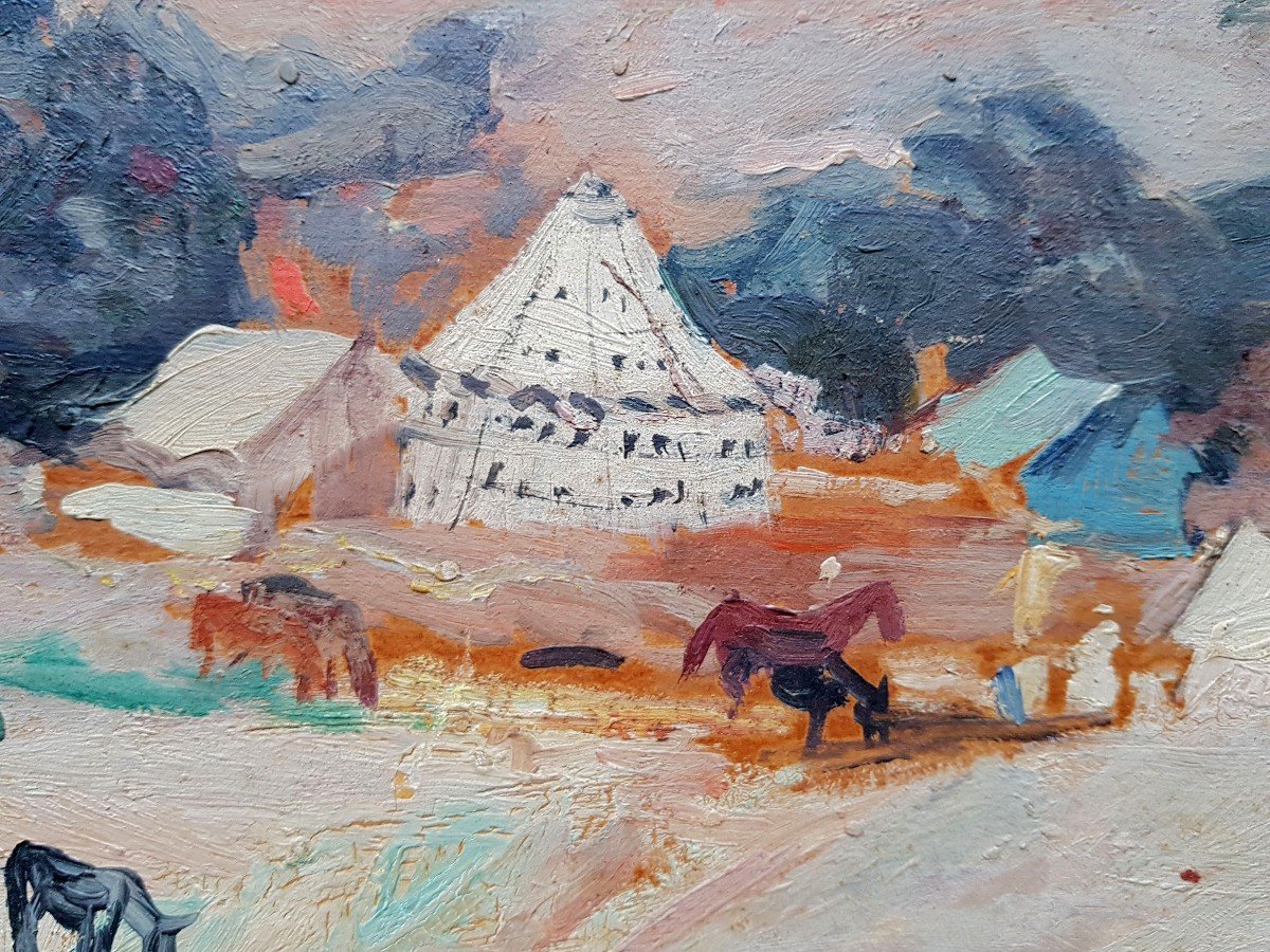 Edy Legrand - Orientalist Oil - Encampment In Atlas-photo-3