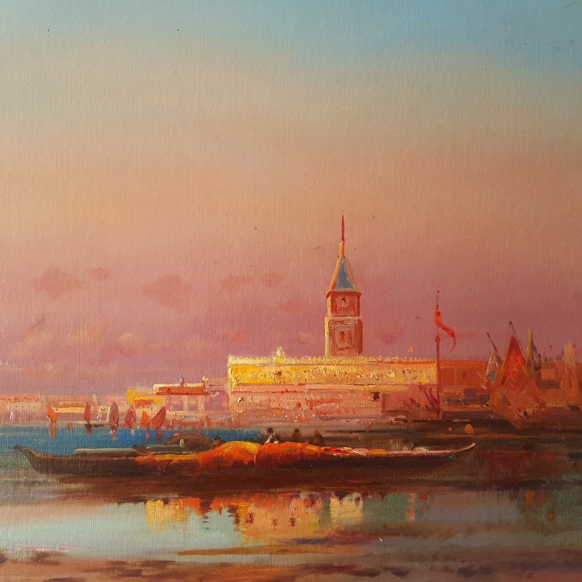 Duvieux - Oil On Canvas - Sunset In Venice-photo-6