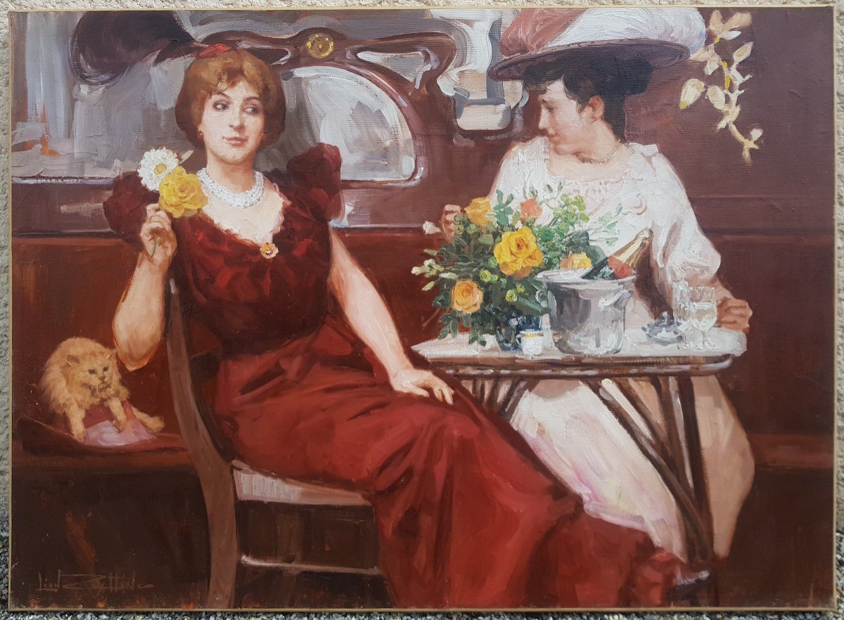 Léon ZEYTLINE -  Tableau belle époque - Élégantes, PARIS