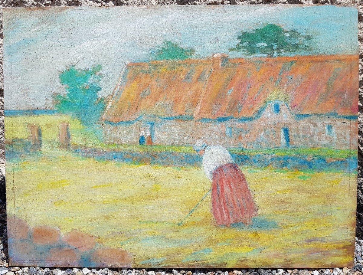 Delavallée - Oil - Pont Aven School - The Wheat Thresher-photo-2