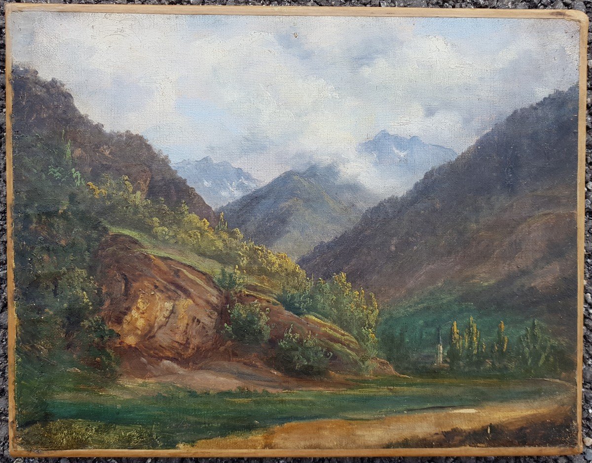 Paysage de montagnes XIXè - Annoté Théodore ROUSSEAU-photo-2