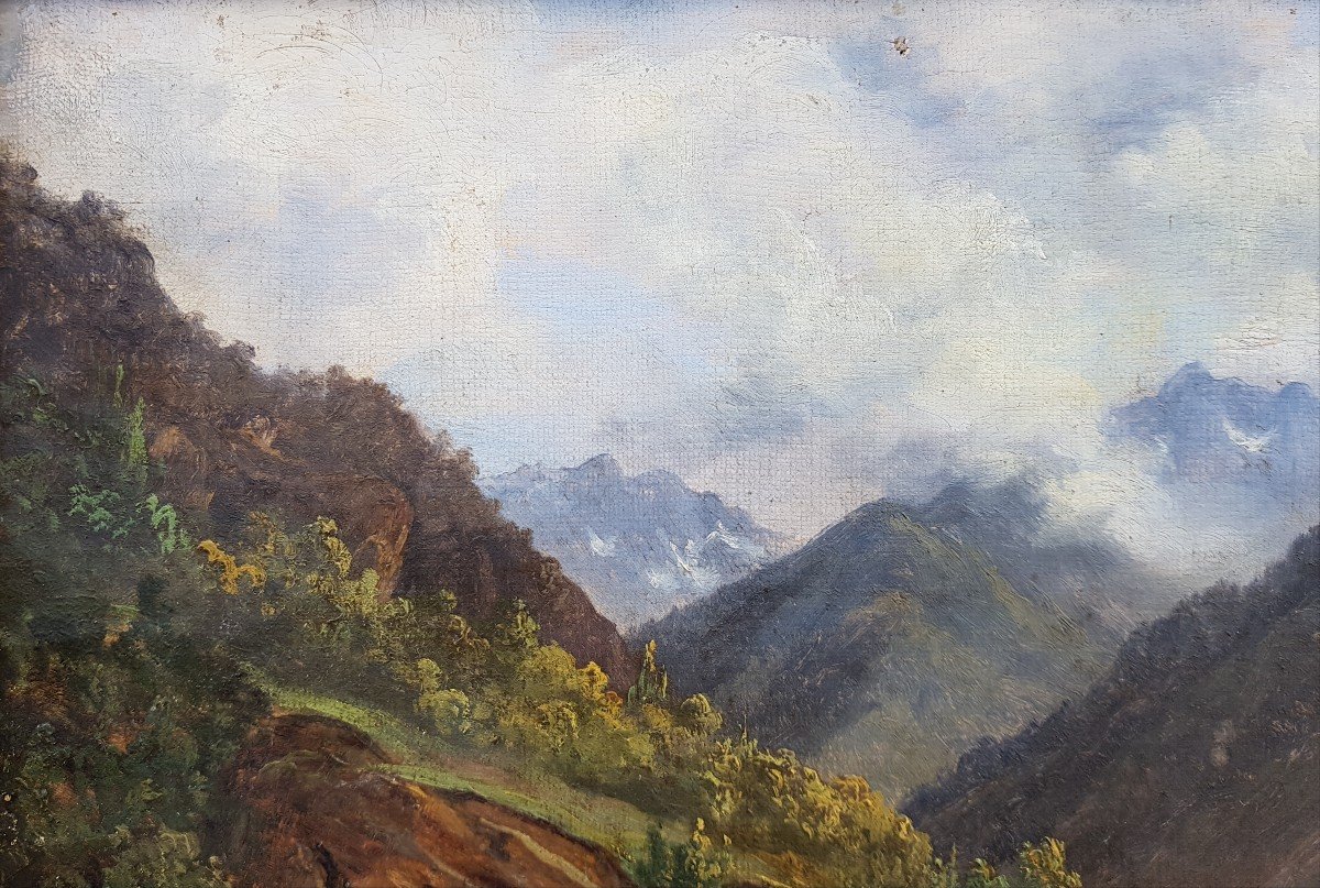 Paysage de montagnes XIXè - Annoté Théodore ROUSSEAU-photo-4